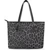 Binienty Borse in vera pelle da donna borse grafiche maniglia superiore Satchel e Tote borse a tracolla, Black Leopard Print