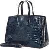 Bottega Carele Borsa a mano in vera pelle stampata cocco colore blu scuro made in Italy BC125
