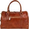 NO B Borsa Tracolla/Due Manici Bauletto Vera Pelle Italiana Tamponata a Mano Prodotto Fabbricato in Italia Chiusura con Cerniera Lampo Artigiani Toscani Made In Italia Marchio I FRATELLI Art.5538 (CUOIO)