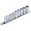 BGS Technik Set di chiavi a bussola profilo E | azionamento quadro 6,3 mm (1/4") / 10 mm (3/8") | SW E4 - E16 | 10 pz.