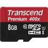 Transcend microSDHC 8GB Classe 10 UHS-I 400x + Adattatore SD