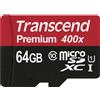 Transcend microSDXC 64GB Classe 10 UHS-I 400x + adattatore SD