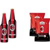 Bombeer del MILA.N 2 Bottiglie da 33cl + 2 Patatine da 25gr - Birra Originale By Christian Vieri - Puro Malto Bottiglie di Vetro - Made in Italy