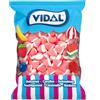 Vidal Delizie. Baci Zucchero Fragola-Panna. Caramelle di gomma sotto forma di baciini con delizioso sapore di fragola e panna, ricoperte di zucchero. Colori rosa e bianco. Senza glutine e grassi