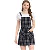 Allegra K Gonna con Bretelle Regolabili, da Donna, sopra Il Ginocchio, Scozzese, Abito con Stampa Integrale, Nero-Marrone., S