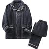 Duohropke - Set pigiama da uomo lungo invernale in pile, 2 pezzi, in flanella morbida, con abbottonatura, biancheria da notte e pantaloni da notte, casacca loungewear con bottoni, abbigliamento da
