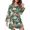 TZTTZT Cactus rosa stampa floreale vestaglia corta per le donne, accappatoio con cintura camicia da notte indumenti da notte loungewear vestaglia, multicolore, M