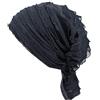 Boomly Elegante Berretto Turbante Copricapo Cappellino per Chemioterapia in Chiffon Wrap Testa Fascia Turbante per Chemio, Cancro, Sonno, Perdita dei Capelli, Musulmano (Nero)