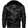Sanykongy Giubbotto Bomber Uomo Parka in Cotone Termico Spesso con Cappuccio e Collo in Pelliccia Sintetica Cappotti frangivento Black XL