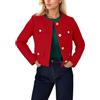 YOSUWOAI Giacca da Donna Tweed Cropped Blazer Primavera Estate Girocollo Business Lavoro Ufficio Giacca con Revers Business Casual Anzugjacke Elegante Collo Tondo Businessmantel, O rosso., XS
