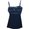 Tramonte sotto Giacca Top Canottiera Micro Modal in Pizzo Spalla Stretta Blu (Blu, 4-L)