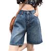 ORANDESIGNE Pantaloncini Donna Jeans Vita Alta Bermuda Shorts Jeans Dritti Denim Jeans Baggy Pantaloni Casual Estivi Corti Jeans Shorts Streetwear Pants con Tasche A Blu M
