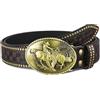 Surrycee Cinture da uomo in rilievo con borchie da cowboy western da cowgirl con cintura con fibbia da cowboy per jeans, larghezza 38 mm,Marrone,110cm/waist:36~38