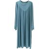 RUHANE Camicie da Notte a Maniche Lunghe da Donna, Girocollo in Cotone Modale Sleep Tee Pigiameria Plissettata,Light Blue,XL