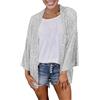 Generisch Cardigan azzurro donna con paillettes top gamba larga, tinta unita, apertura frontale a maglia grossa, argento, XXL