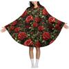Novastar Coperta indossabile con cappuccio per donne e uomini, classica stampa con rose rosse, coperta invernale calda, scialle, morbida e accogliente flanella oversize indossabile, mantello con tasca