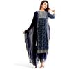RangMahal Store RangMahal - Set kurti da donna in rayon con taglio Naira e pantaloni e Dupatta (US, Alpha, L, regolare, blu navy), Blu navy, Large