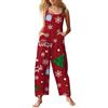 PAIDAXING Salopette di Natale per Donna UK, Casual, Taglia Forte, Gamba Larga, Senza Maniche, Tutina con Stampa Albero di Natale e Babbo Natale, Festività Natalizie, Tutina a Un Pezzo con Tasche, M