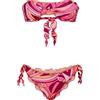 Me-Fui ME FUI Bikini Donna 11503 Wet Rosa Fantasia Onde Slip Regolabile Lycra Frou Frou Fascia PE23 S