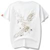 XuanXmy Tshirt Ricamata a Maniche Corte Vintage in Stile Cinese Fenice Ricamata Tshirt a Maniche Corte di Tendenza Hip Hop da Uomo Bianco L