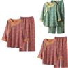 Generic Pigiama da donna floreale Set pigiama cinese da donna stile vintage antico pigiameria retrò abbigliamento quotidiano top e pantaloni a maniche lunghe stampato loungewear sottile traspirante homewear