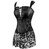 Hengzhifeng Corsetto Pelle Donna Vestito con Bustino Corsetti Gotico (EUR 30-32,Rosso)
