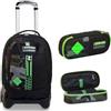 Seven Trolley Scuola JACK 2 RUOTE - HALF BLACK, Verde + Portapenne Scuola Bustina, Multicolore