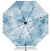 Generic Ombrello pieghevole compatto antivento nero portatile parasole UPF 50 ombrello automatico dentro e fuori ombrello con copertura per pioggia e sole nuvole cielo morbido blu bianco