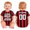 PELUSCIAMO Body Rosso Nero Mamma Mi ha fatto bello (o bella), Papa' Mi Ha Fatto Milanista | Personalizzato Con Nome e Numero PS 32772-010