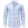 IRIRI Camicia Elegante a Righe Bianche e Azzurre da Uomo, Camicia abbottonata a Maniche Lunghe con Colletto e Polsini a Contrasto, Camicia da Lavoro Formale Slim Fit(Light Blue+White,Large)