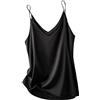Generic Canotta da donna con scollo a V, abbigliamento interno primavera ed estate con fondo esterno in raso di seta, Nero , L