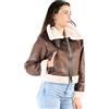 BARONE giubbotto montone donna, giubbotto di pelle donna shearling, pelle di agnello ed alcantara MADE IN ITALY (IT, Testo, S, Regular, Regular, Marrone)