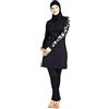 Desert Dress Burkini 3 pezzi donne modesto costume da bagno 3 pezzi maniche lunghe tinta unita spandex estate spiaggia S M L XXL 3XL 4XL 5XL 6XL, Nero , XXL