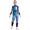 MSemis Tuta Intera da Ginnastica Artistica Bambina Balletto Body Danza Classica Costume da Alieno Lucido Abito Gioco di Ruolo Costume Carnevale Festa di Halloween Blu 11-12 anni