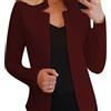 Generisch Blazer da donna minimalista, con colletto a risvolto a bottone, vestibilità aderente e risvolto che cade, Colore: vinaccia, M