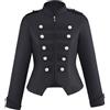 Saniplaycos Giacca da donna doppiopetto Steampunk Ringmaster giacca militare blazer casual zip up vintage giacca, nero, X-Small