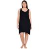 Ulla Popken Camicia da Notte dal Taglio Smanicato con Scollo a Girocollo e Orlo a Punte Nero 46+ 846982130-46+