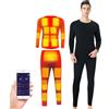 TOVCHEI Set di Biancheria Intima Termica Riscaldata da Uomo, App Control 20 Aree di Riscaldamento USB Inverno Caldo Camicia E Pantaloni, Pile Foderato Strato di Base,Nero,S