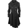 Generic Giacca da donna in lana spessa, lunga, doppiopetto, slim fit, con cappuccio, revers in stile gotico, trench invernale con cinture, nera, taglia piccola
