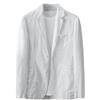 NBNX Giacca da uomo in lino, leggera con 2 bottoni, giacca monopetto con risvolto sottile, giacca casual da fumo, giacca estiva traspirante sportiva, bianco, XL