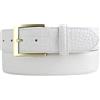 BELTINGER Cintura con fibbia dorata e coccodrillo in rilievo 4 cm | Cintura in pelle 40 mm effetto coccodrillo | Motivo coccodrillo 4 cm | Bianco 105 cm
