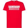 Mister Patch T-Shirt Salvataggio Bagnino, Maglietta Rossa con Stampa Fronte e Retro, Uniforme da Guardaspiaggia (5XL)