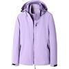 BOTCAM Giacca da sci invernale da donna, 3 in 1, impermeabile, antivento, calda, funzionale, in softshell, con cappuccio rimovibile, giacca invernale per le mezze stagioni, Lilla 1, XL