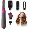 Alledge 5 in 1 Hair Styling Brush with Negative Ionic Hot Air - Interchangeable Head Volumizer Brush for Drying, Straightening, Curling and Styling Hair