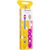Nordics Organic Care Spazzolino da denti ecologico per bambini, da 0 a 2 anni, con 4.080 setole, Nordics (giallo/viola + rosa/bianco, 2 pezzi (confezione da 2)