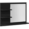 vidaXL Specchio da Bagno Rovere Nero 60x10,5x45 cm Legno Multistrato, Specchio, Specchio da Trucco, Specchio da Parete, Specchio per Il Trucco