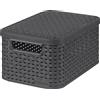 Curver 205863 - Scatola con coperchio, in polipropilene, aspetto vimini, L