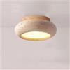 Generic Plafoniera Soffitto in Pietra Naturale Travertino, Stile Giapponese Vintage LED 18W, Lampada da Soffitto Moderna per Camera da Letto Cucina Ingresso Bagno (Natural Wood Color)
