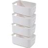 EURXLQ 4 Pezzi Cestini Portaoggetti Plastica Scatole Organizer con Manici,Contenitori per Armadio,Contenitore Plastica,Organizer Portaoggetti per Cucina Bagno Cosmetici (Grigi, 30×20×12 cm)