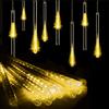 HULX Luci della Pioggia di Meteoriti del LED, 30cm 8 Tubi 144LED luci della Stringa Solare Luci da Pioggia Cadenti Impermeabili con 8 Modalità (Caldo)